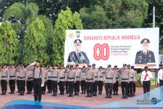 Upacara HUT ke-80 RI, Pesan Kapolres Langkat Jaga Persatuan dan Keamanan Bangsa